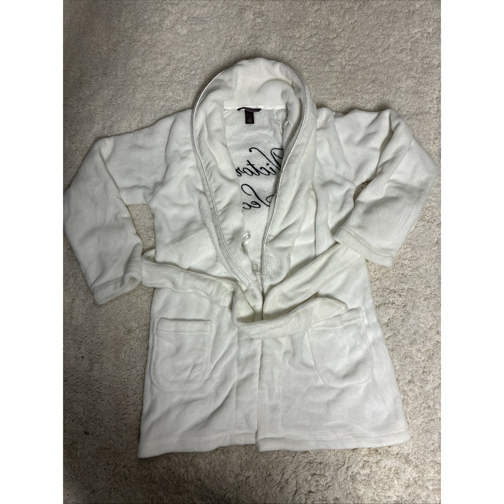 Victoria's Secret Script Logo Whisper White Plush Soft & Cozy Plush Robe XS